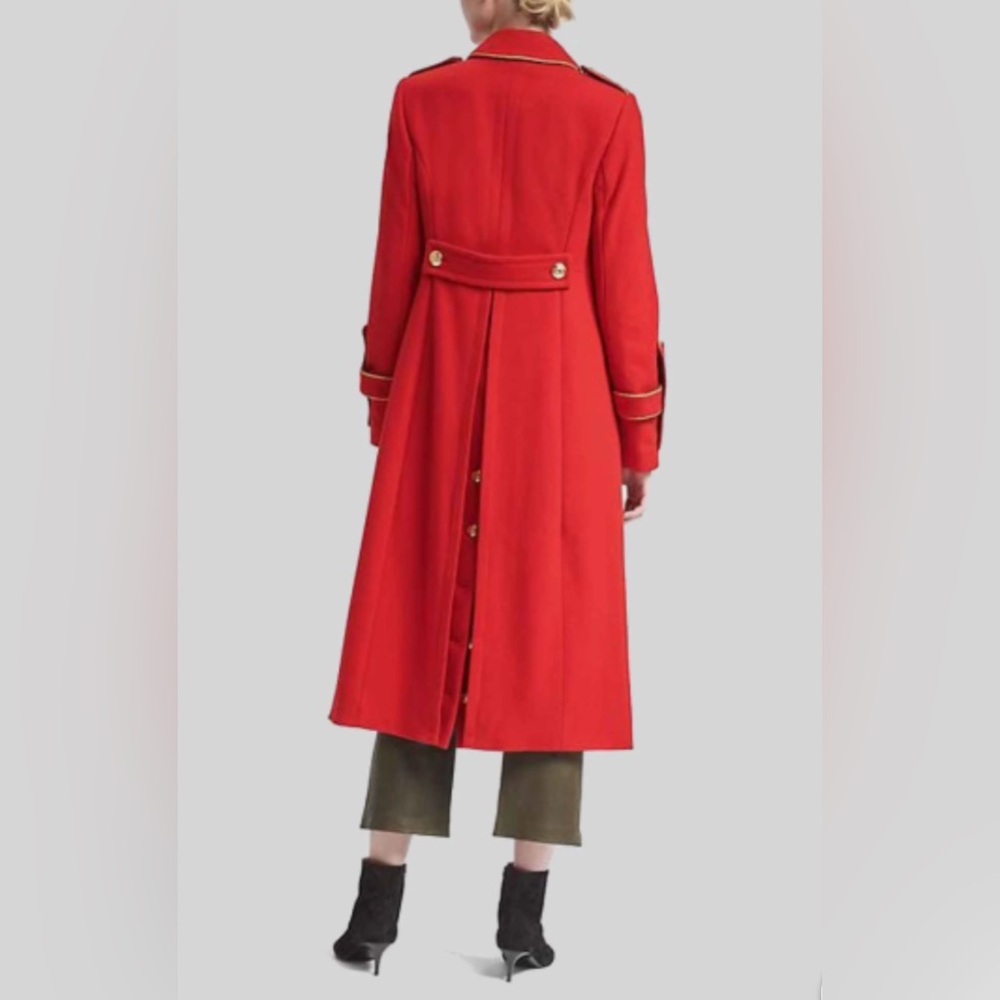 EUC Banana Republic Olivia Palermo Red Wool Military Coat Sz M - Picture 4 of 13